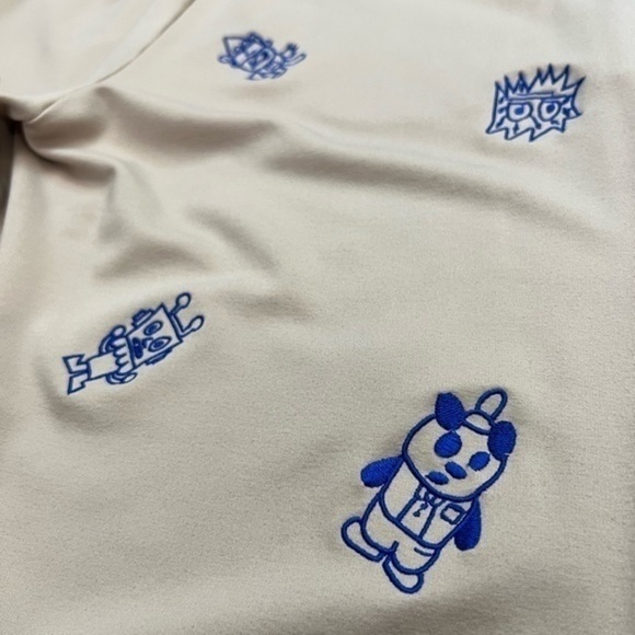 Allover Panda Heart Embroidered Character Rayon Pinstripe Sweatpants 🐼 🎩 - Picture 13 of 16